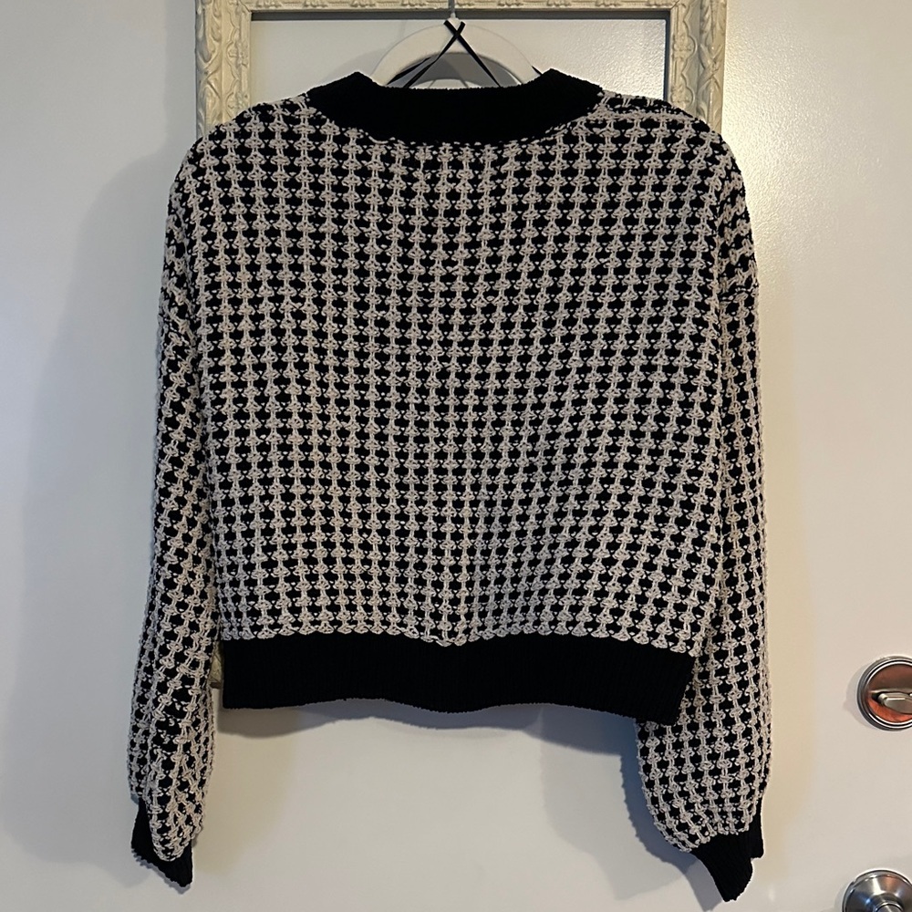 PINK ROSE | Houndstooth Black and Cream Cardigan - Picture 11 of 15